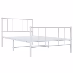 vidaXL Metal Bed Frame with Headboard Bed Base Mattress Foundation Bedstead - white, 100 x 190 cm/with headboard & footboard - Additional view 4