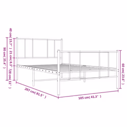 vidaXL Metal Bed Frame with Headboard Bed Base Mattress Foundation Bedstead - white, 100 x 200 cm/with headboard & footboard - Additional view 9