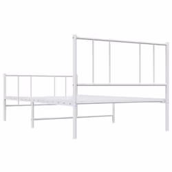 vidaXL Metal Bed Frame with Headboard Bed Base Mattress Foundation Bedstead - white, 107 x 203 cm/with headboard & footboard - Additional view 7