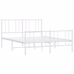 vidaXL Metal Bed Frame with Headboard Bed Base Mattress Foundation Bedstead - white, 120 x 190 cm/with headboard & footboard - Additional view 4