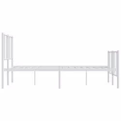vidaXL Metal Bed Frame with Headboard Bed Base Mattress Foundation Bedstead - white, 120 x 190 cm/with headboard & footboard - Additional view 6