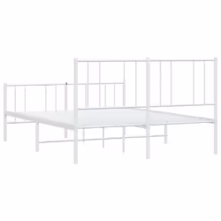 vidaXL Metal Bed Frame with Headboard Bed Base Mattress Foundation Bedstead - white, 120 x 190 cm/with headboard & footboard - Additional view 7
