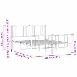 vidaXL Metal Bed Frame with Headboard Bed Base Mattress Foundation Bedstead - white, 120 x 190 cm/with headboard & footboard - Additional view 9