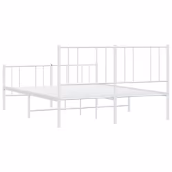 vidaXL Metal Bed Frame with Headboard Bed Base Mattress Foundation Bedstead - white, 120 x 200 cm/with headboard & footboard - Additional view 7