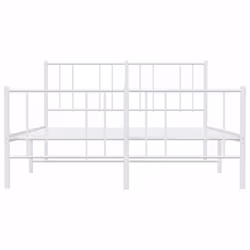 vidaXL Metal Bed Frame with Headboard Bed Base Mattress Foundation Bedstead - white, 135 x 190 cm/with headboard & footboard - Additional view 5