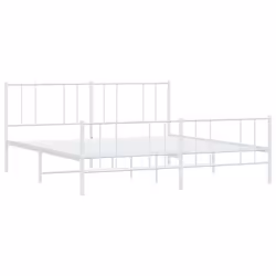 vidaXL Metal Bed Frame with Headboard Bed Base Mattress Foundation Bedstead - white, 183 x 213 cm/with headboard & footboard - Additional view 4