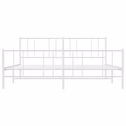 vidaXL Metal Bed Frame with Headboard Bed Base Mattress Foundation Bedstead - white, 183 x 213 cm/with headboard & footboard - Additional view 5