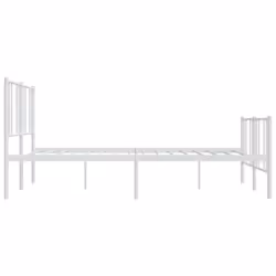 vidaXL Metal Bed Frame with Headboard Bed Base Mattress Foundation Bedstead - white, 183 x 213 cm/with headboard & footboard - Additional view 6