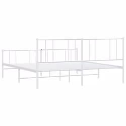 vidaXL Metal Bed Frame with Headboard Bed Base Mattress Foundation Bedstead - white, 183 x 213 cm/with headboard & footboard - Additional view 7