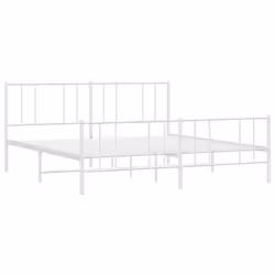 vidaXL Metal Bed Frame with Headboard Bed Base Mattress Foundation Bedstead - white, 193 x 203 cm/with headboard & footboard - Additional view 4
