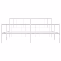 vidaXL Metal Bed Frame with Headboard Bed Base Mattress Foundation Bedstead - white, 193 x 203 cm/with headboard & footboard - Additional view 5