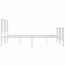 vidaXL Metal Bed Frame with Headboard Bed Base Mattress Foundation Bedstead - white, 193 x 203 cm/with headboard & footboard - Additional view 6