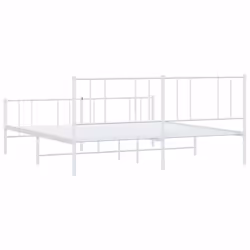 vidaXL Metal Bed Frame with Headboard Bed Base Mattress Foundation Bedstead - white, 193 x 203 cm/with headboard & footboard - Additional view 7