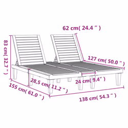 vidaXL Double Sun Lounger Sun Bed Chaise Lounge Day Bed Black Polypropylene