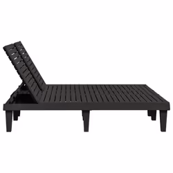 vidaXL Double Sun Lounger Sun Bed Chaise Lounge Day Bed Black Polypropylene