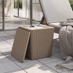 vidaXL Garden Table Side End Table with Removable Lid Light Brown Polypropylene - Additional view 2