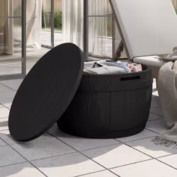 vidaXL 3-in-1 Garden Storage Box Outdoor Side Table Deck Chair Polypropylene - black