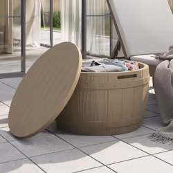 vidaXL 3-in-1 Garden Storage Box Outdoor Side Table Deck Chair Polypropylene - light brown