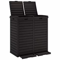 vidaXL Outdoor Garbage Bin Patio Trash Can Trash Bin Garbage Can Polypropylene - black