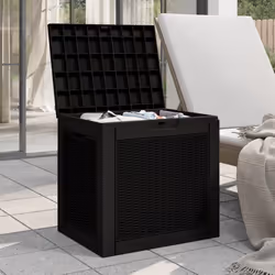 vidaXL Garden Storage Box Outdoor Deck Tool Storage Box Table Polypropylene - black