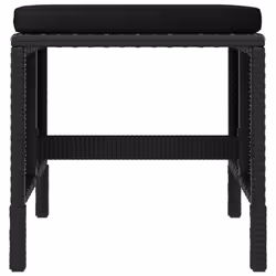 vidaXL Garden Dining Set Table Set with Cushions 6 Piece Black Poly Rattan - Additional view 6