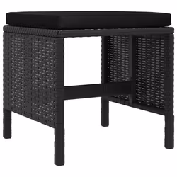 vidaXL Garden Dining Set Table Set with Cushions 6 Piece Black Poly Rattan - Additional view 7