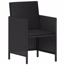 vidaXL Garden Dining Set Table Set with Cushions 6 Piece Black Poly Rattan - Additional view 9