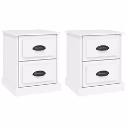 vidaXL Bedside Cabinet Side Table Nightstand Side Cabinet Engineered Wood - white, 2 pcs