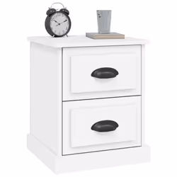 vidaXL Bedside Cabinet Side Table Nightstand Side Cabinet Engineered Wood - white, 2 pcs - Additional view 4