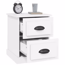 vidaXL Bedside Cabinet Side Table Nightstand Side Cabinet Engineered Wood - white, 2 pcs - Additional view 5