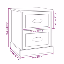 vidaXL Bedside Cabinet Side Table Nightstand Side Cabinet Engineered Wood - grey sonoma, 2 pcs - Additional view 10