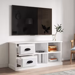 vidaXL TV Cabinet TV Stand TV Unit Media Cabinet Sideboard Engineered Wood - high gloss white, 102 x 35.5 x 47.5 cm - Additional view 2