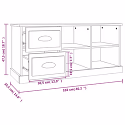 vidaXL TV Cabinet TV Stand TV Unit Media Cabinet Sideboard Engineered Wood - high gloss white, 102 x 35.5 x 47.5 cm - Additional view 3