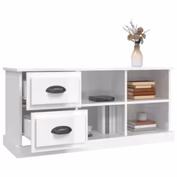 vidaXL TV Cabinet TV Stand TV Unit Media Cabinet Sideboard Engineered Wood - high gloss white, 102 x 35.5 x 47.5 cm - Additional view 4