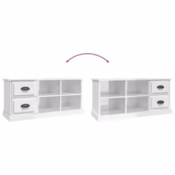 vidaXL TV Cabinet TV Stand TV Unit Media Cabinet Sideboard Engineered Wood - high gloss white, 102 x 35.5 x 47.5 cm - Additional view 8
