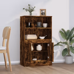 vidaXL Highboard High Sideboard Side Cabinet Storgae Cupboard Engineered Wood - smoked oak