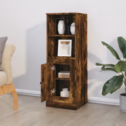 vidaXL Highboard High Sideboard Side Cabinet Storgae Cupboard Engineered Wood - smoked oak