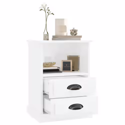 vidaXL Bedside Cabinets Side Table Nightstand Bedroom Bed Cabinet Bed Table - high gloss white, 1 pcs - Additional view 4