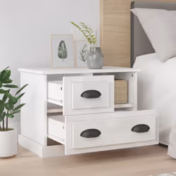 vidaXL Bedside Cabinet Bedside Table Nightstand Side Table Telephone Stand - high gloss white