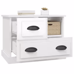 vidaXL Bedside Cabinet Bedside Table Nightstand Side Table Telephone Stand - high gloss white - Additional view 4