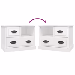 vidaXL Bedside Cabinet Bedside Table Nightstand Side Table Telephone Stand - high gloss white - Additional view 8