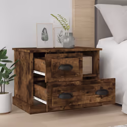 vidaXL Bedside Cabinet Bedside Table Nightstand Side Table Telephone Stand - smoked oak