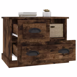 vidaXL Bedside Cabinet Bedside Table Nightstand Side Table Telephone Stand - smoked oak - Additional view 4