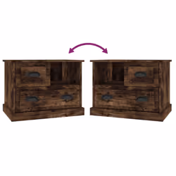 vidaXL Bedside Cabinet Bedside Table Nightstand Side Table Telephone Stand - smoked oak - Additional view 8
