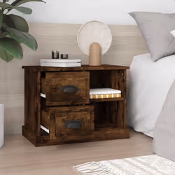 vidaXL Bedside Cabinet Bedside Table Nightstand Side Table Telephone Stand - smoked oak - Additional view 2