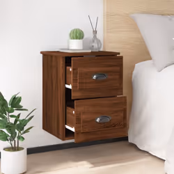 vidaXL Wall-mounted Bedside Cabinets Floating Storage Cabinets Hanging Cabinet - brown oak, 1 pcs