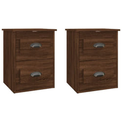 vidaXL Wall-mounted Bedside Cabinets Floating Storage Cabinets Hanging Cabinet - brown oak, 2 pcs
