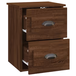 vidaXL Wall-mounted Bedside Cabinets Floating Storage Cabinets Hanging Cabinet - brown oak, 2 pcs - Additional view 7
