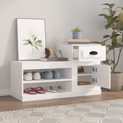 vidaXL Shoe Cabinet Shoe Rack Shoe Storage Shelf Organiser Engineered Wood - white