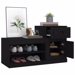vidaXL Shoe Cabinet Shoe Rack Shoe Storage Shelf Organiser Engineered Wood - black - Additional view 4